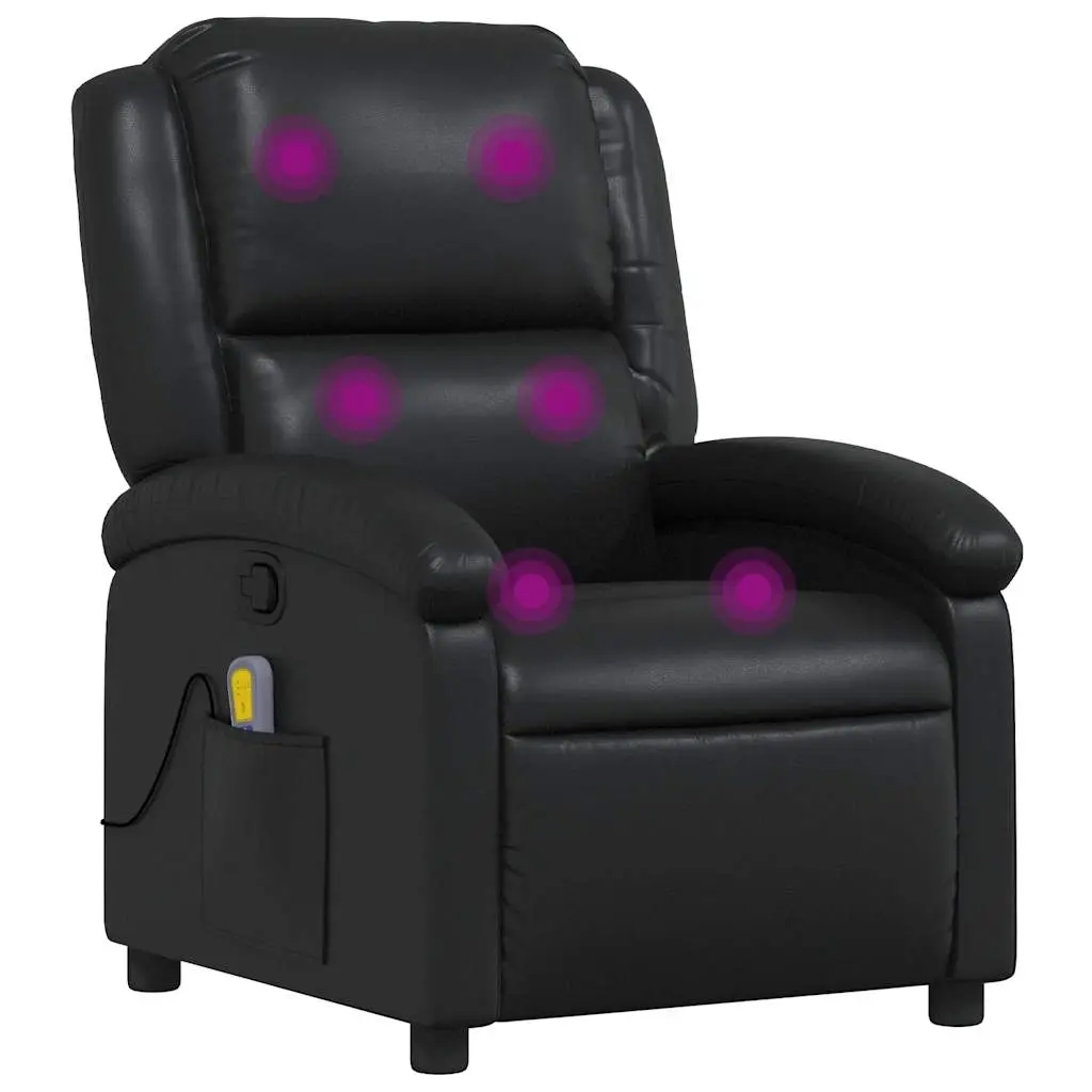 Massage Recliner Chair Black Faux Leather 371782 - Furniture