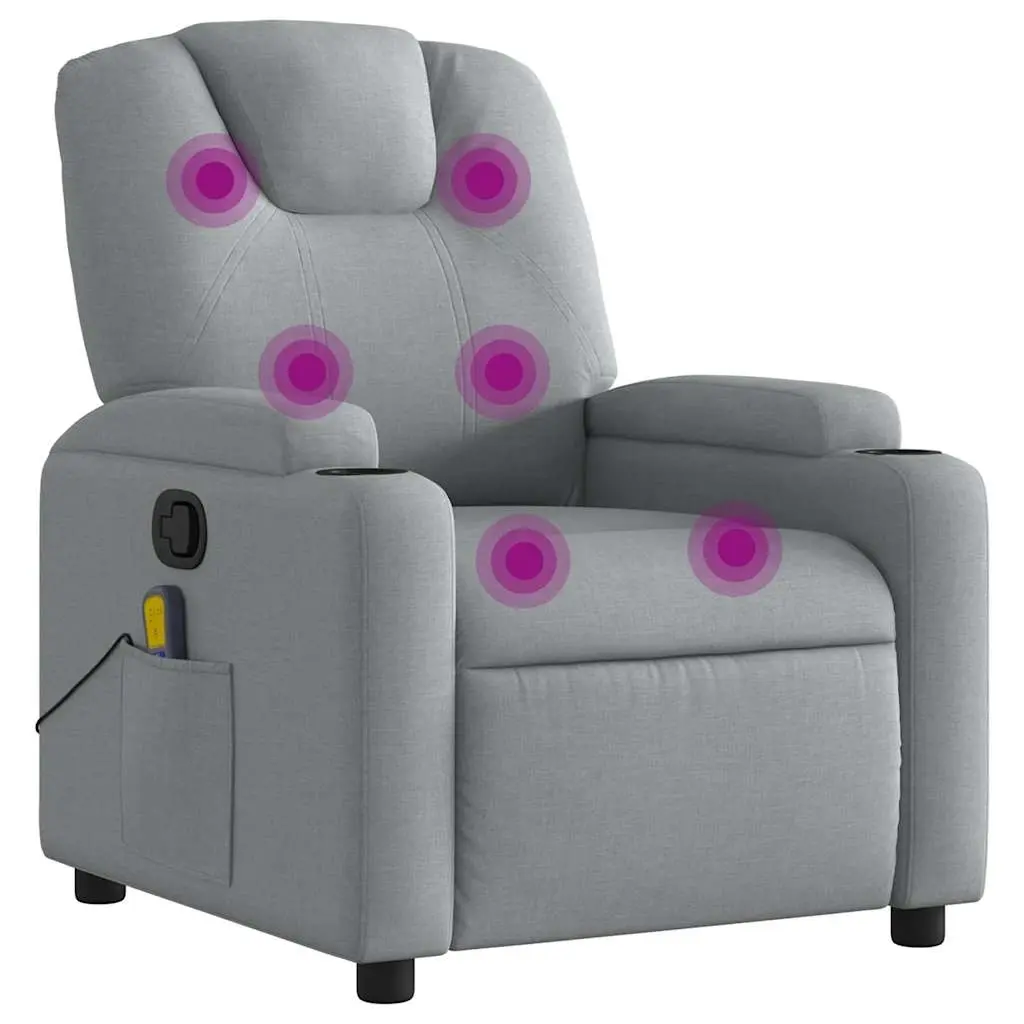 Massage Recliner Chair Light Grey Fabric 372377 - Furniture