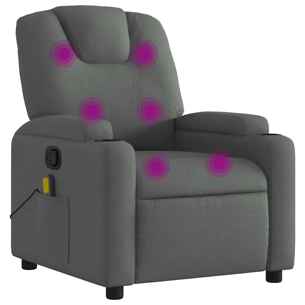 Massage Recliner Chair Dark Grey Fabric 372378 - Furniture
