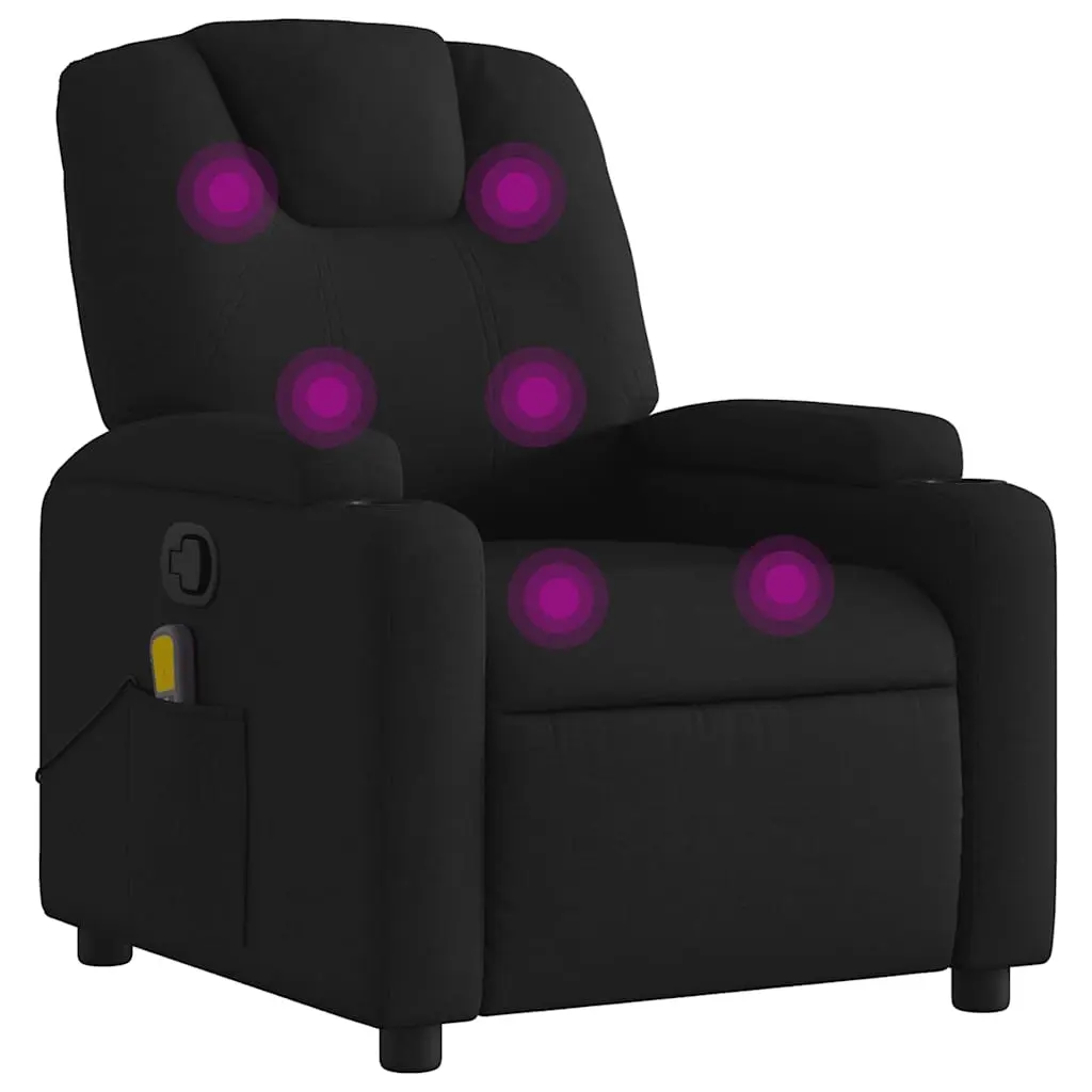 Massage Recliner Chair Black Fabric 372379 - Furniture