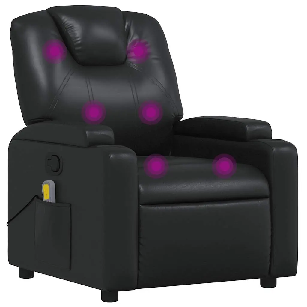 Massage Recliner Chair Black Faux Leather 372396 - Furniture