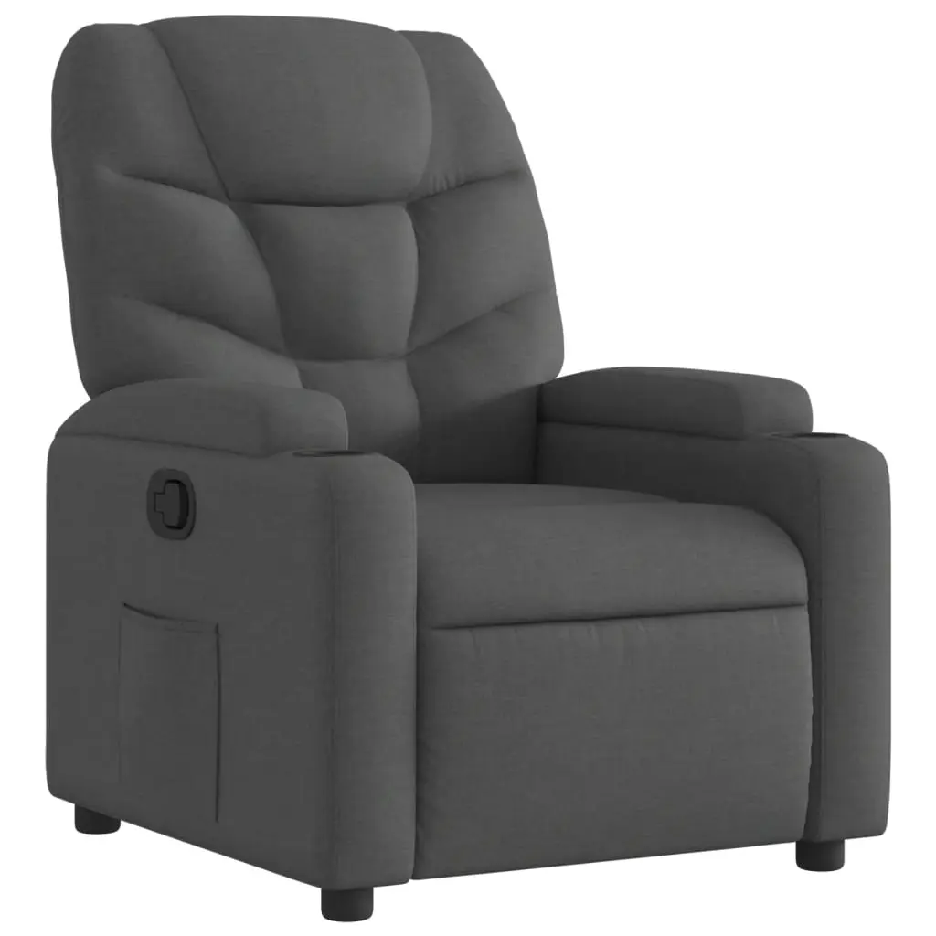 Recliner Chair Dark Grey Fabric 372442 - Furniture