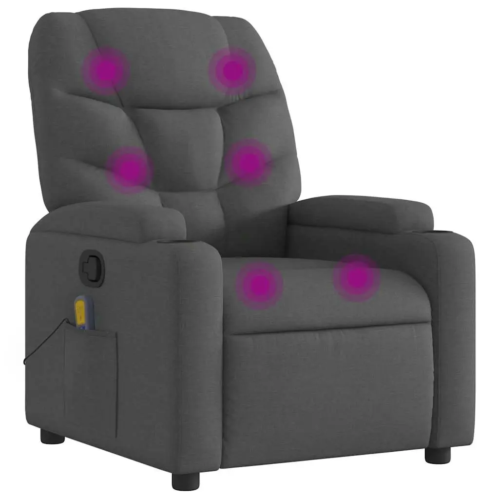 Massage Recliner Chair Dark Grey Fabric 372454 - Furniture