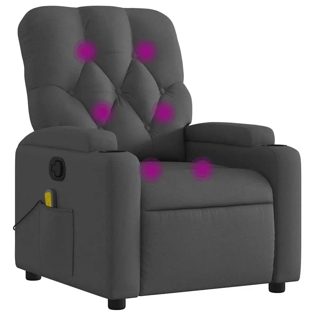Massage Recliner Chair Dark Grey Fabric 372492 - Furniture
