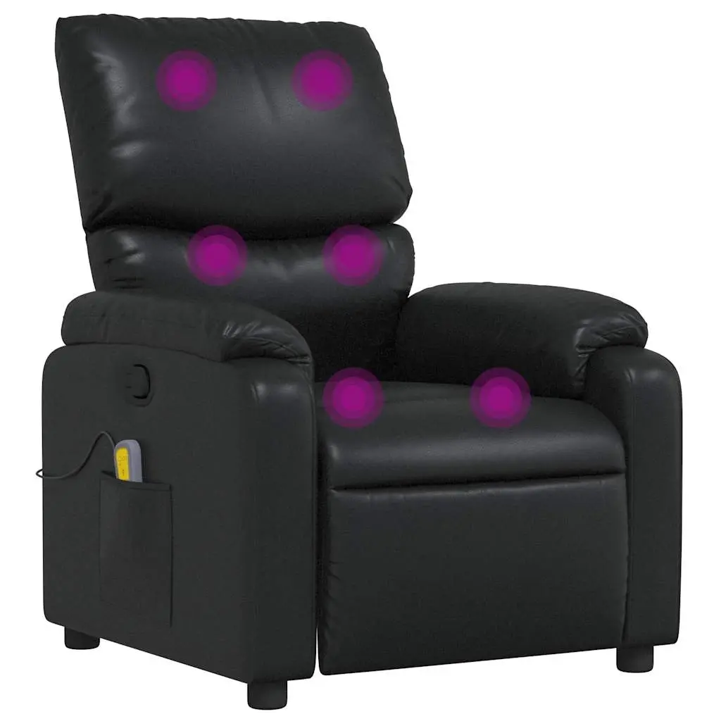 Massage Recliner Chair Black Faux Leather 373441 - Furniture