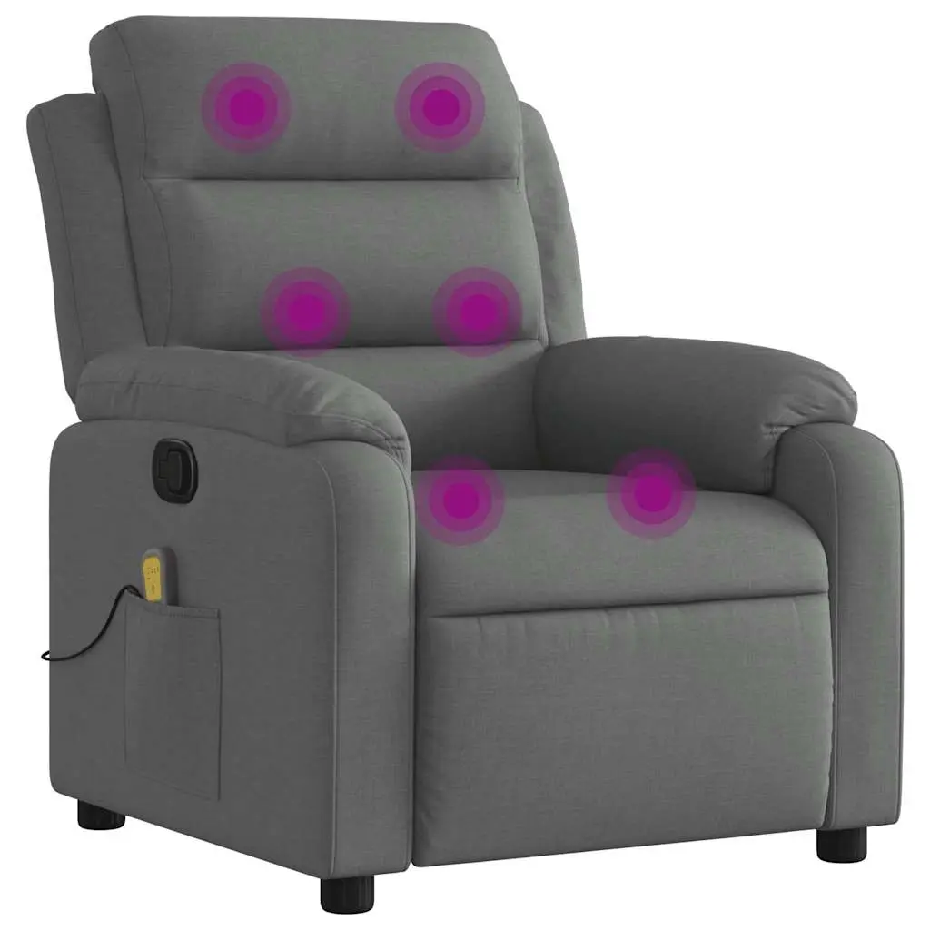 Massage Recliner Chair Dark Grey Fabric 373475 - Furniture