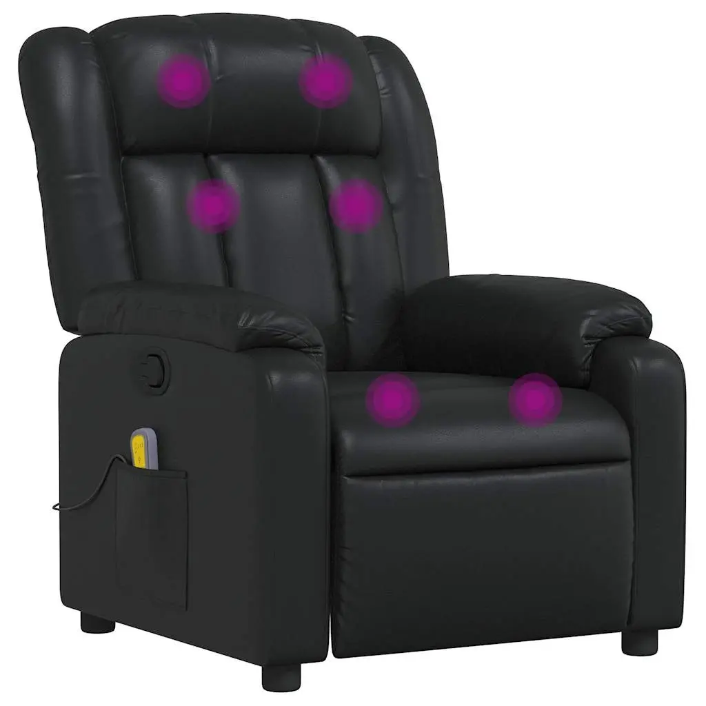 Massage Recliner Chair Black Faux Leather 373567 - Furniture