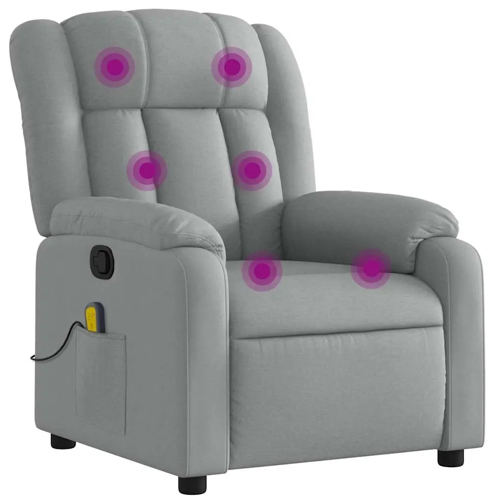 Massage Recliner Chair Light Grey Fabric 373586 - Furniture