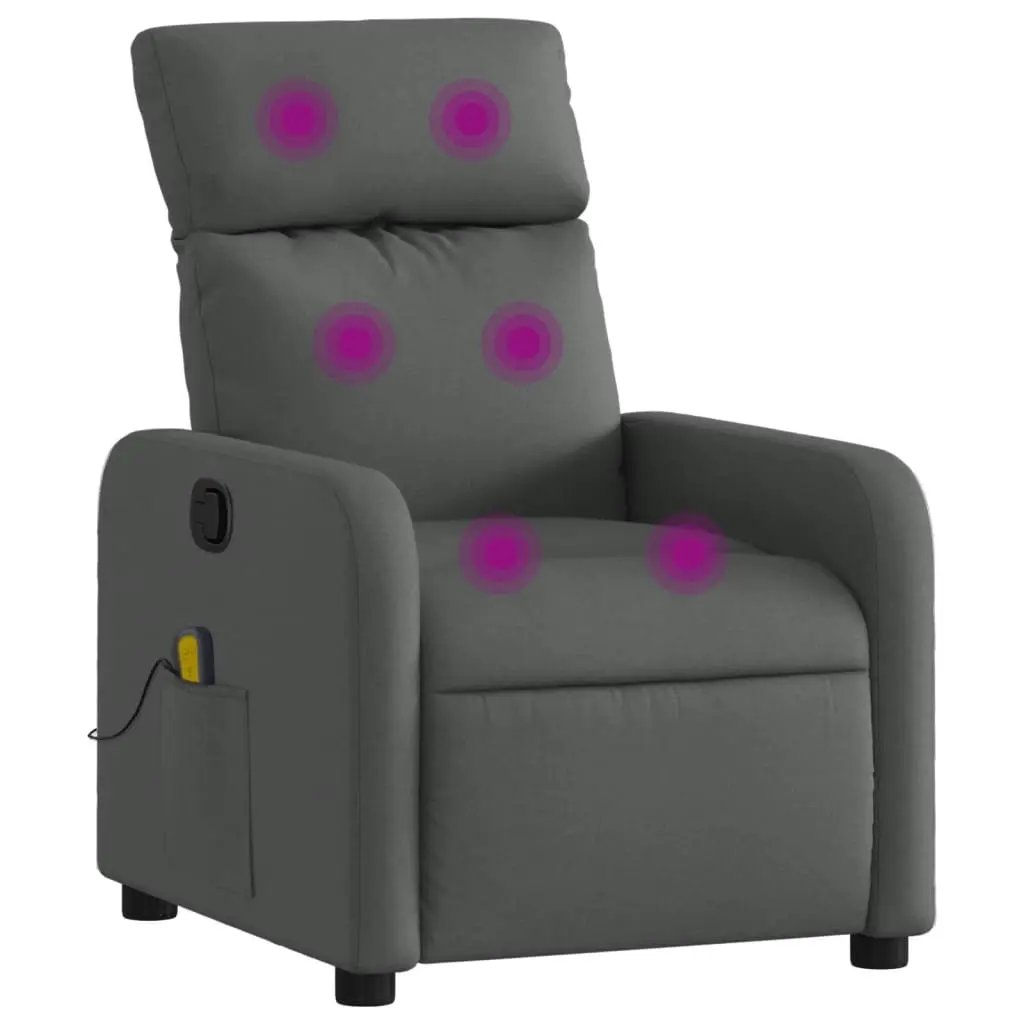 Massage Recliner Chair Dark Grey Fabric 3206864 - Furniture