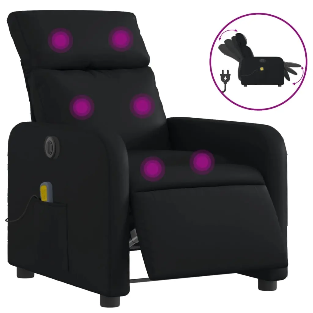 Electric Massage Recliner Chair Black Faux Leather 3206876 - Furniture