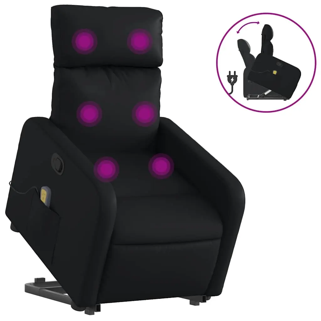 Stand up Massage Recliner Chair Black Faux Leather 3206877 - Furniture