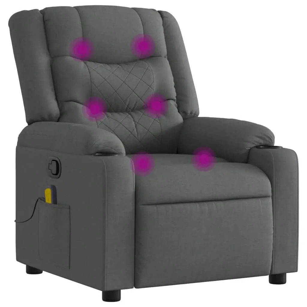 Massage Recliner Chair Dark Grey Fabric 3206892 - Furniture
