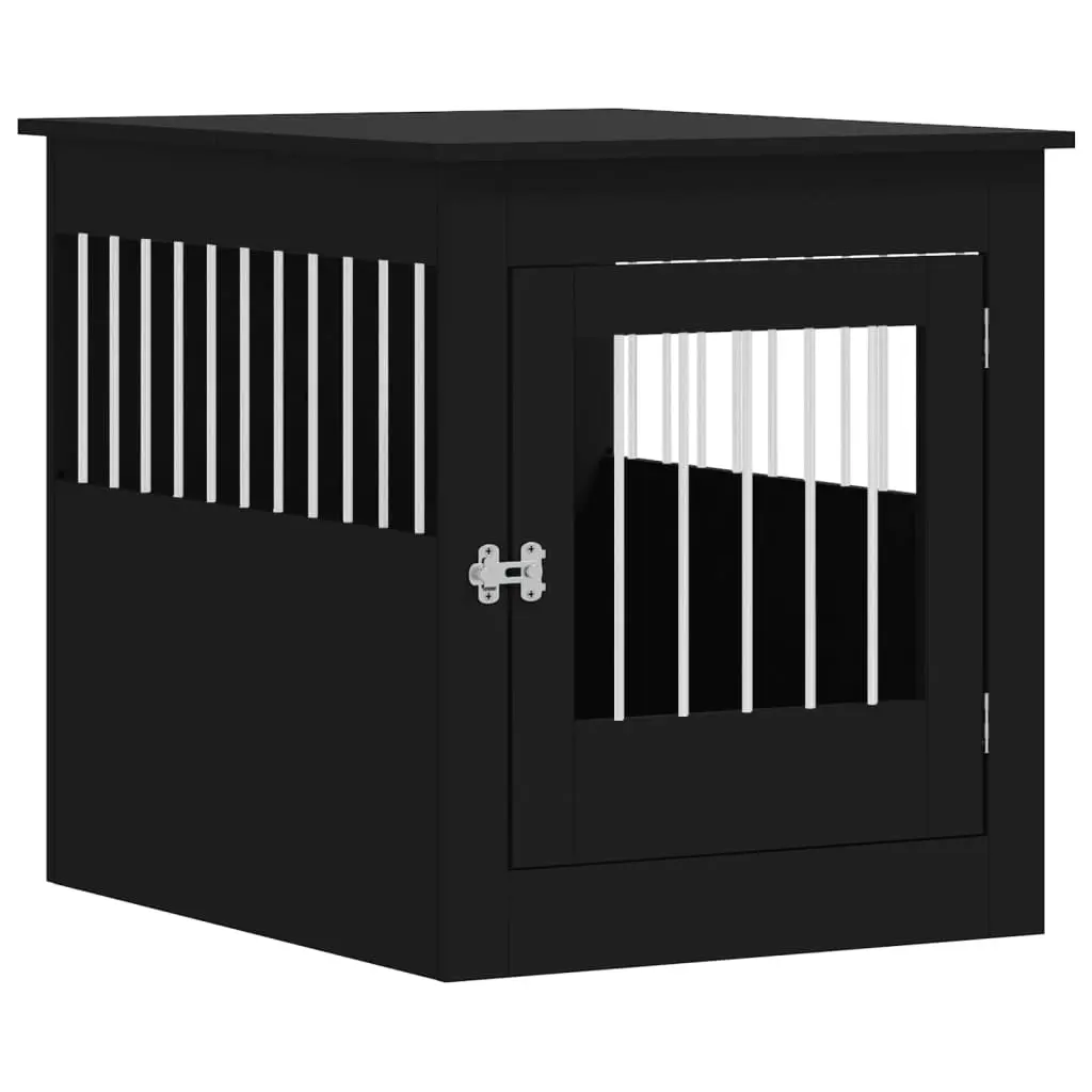 Dog Crate Furniture Black 64.5x80x71 cm Engineered Wood 838331 - Pets