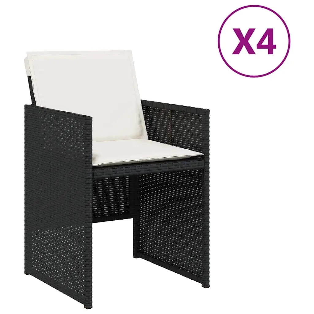 Garden Chairs with Cushions 4 pcs Black Poly Rattan 364932 - Furniture