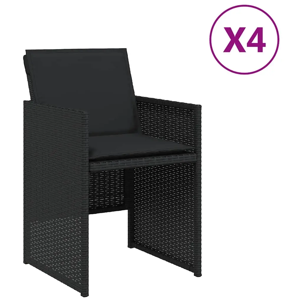 Garden Chairs with Cushions 4 pcs Black Poly Rattan 364933 - Furniture