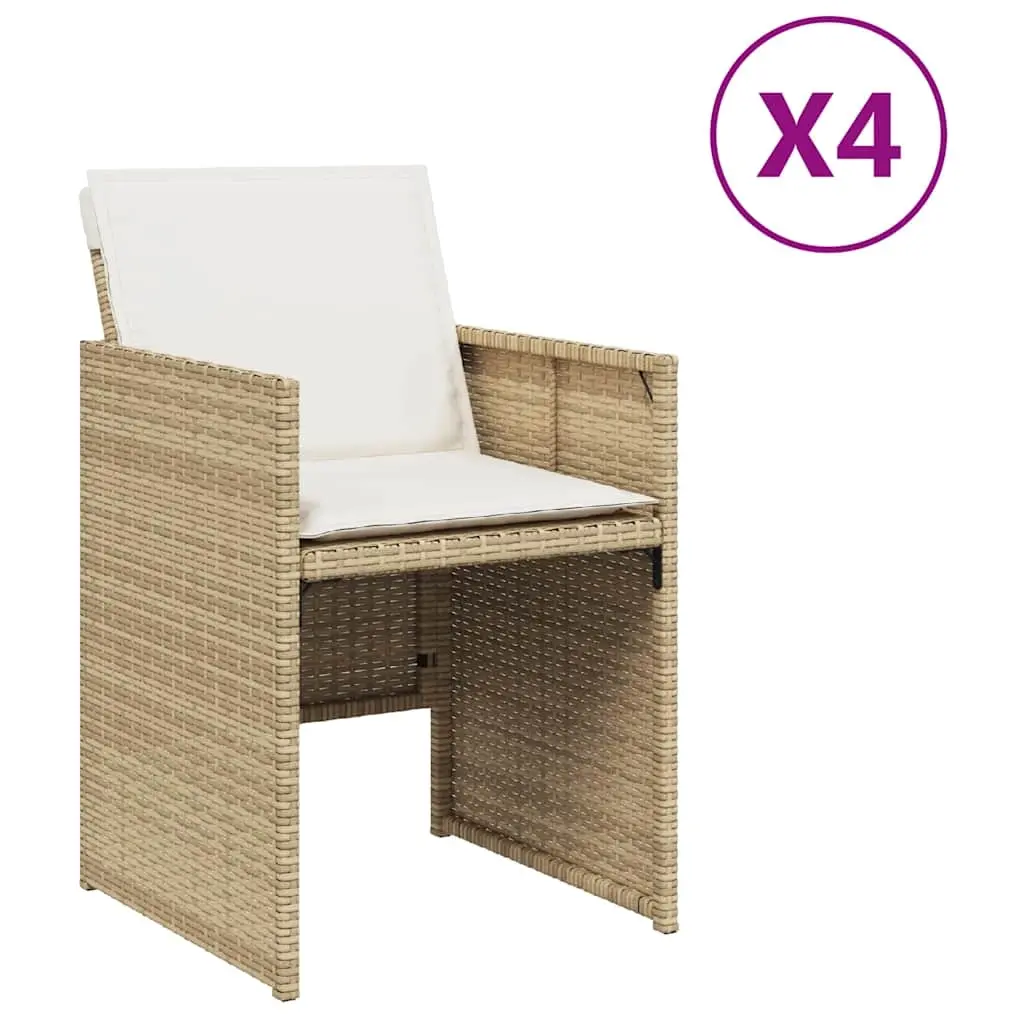 Garden Chairs with Cushions 4 pcs Beige Poly Rattan 364936 - Furniture