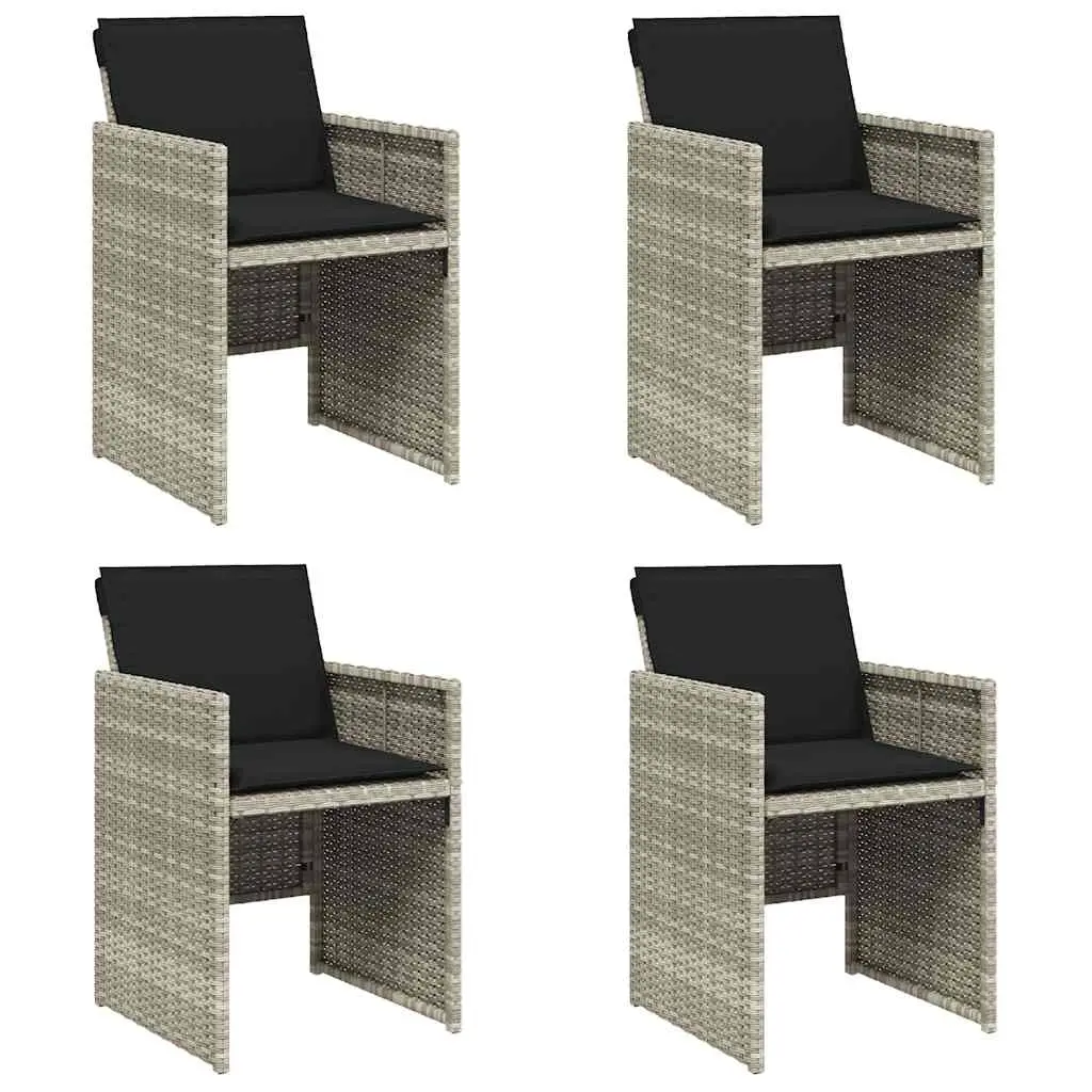 Garden Chairs with Cushions 4 pcs Light Grey Poly Rattan 364937 - Furniture