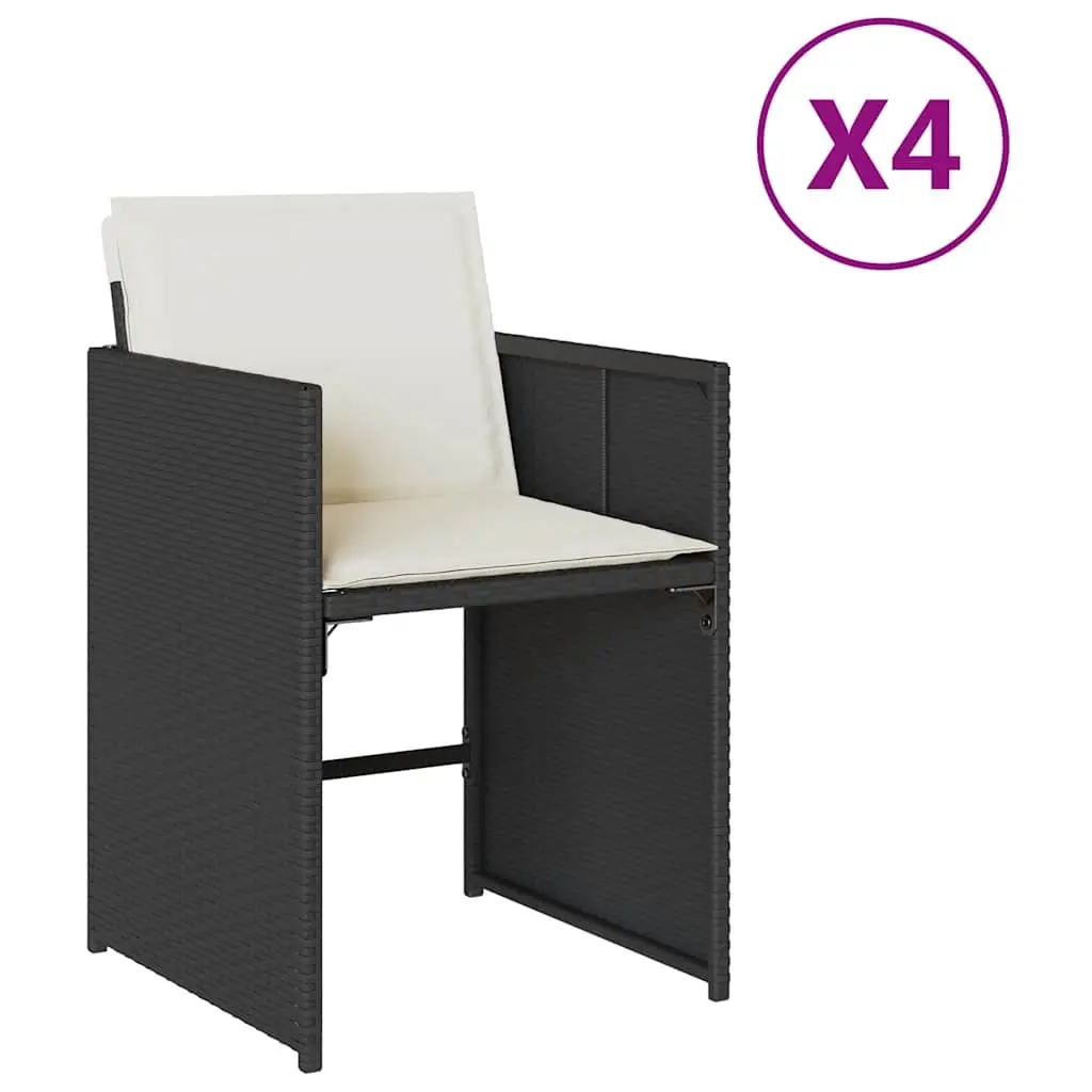 Garden Chairs with Cushions 4 pcs Black Poly Rattan 364983 - Furniture
