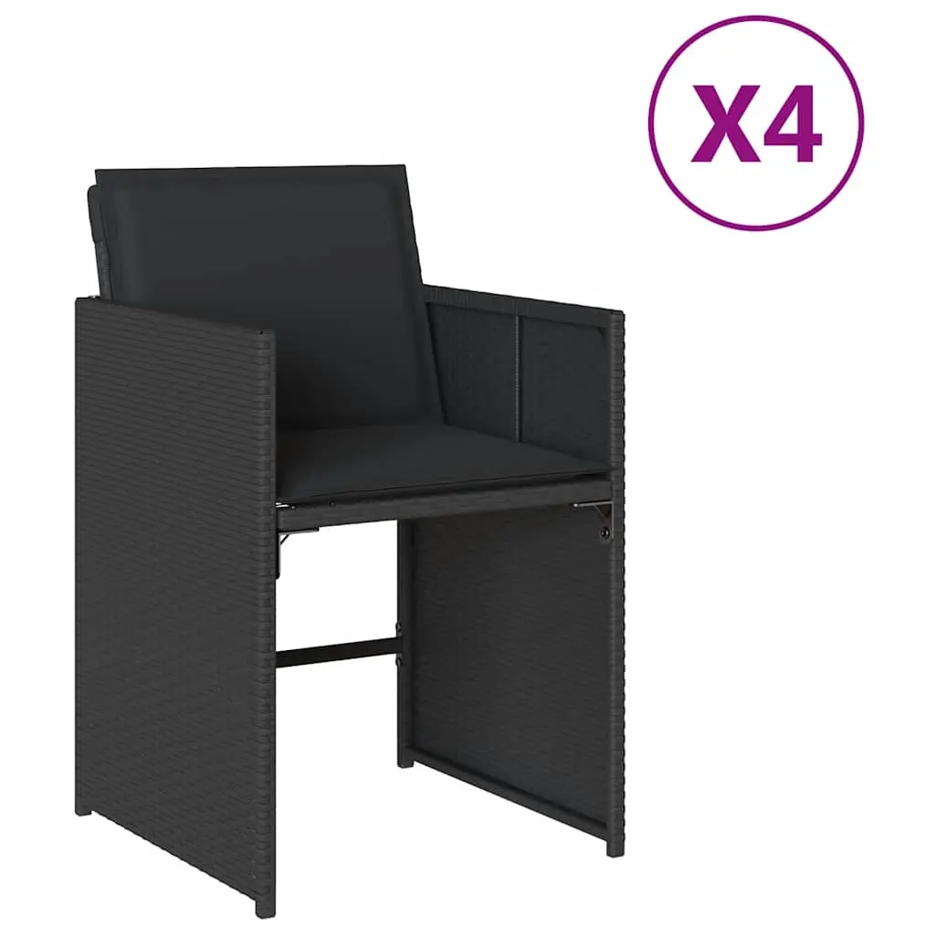 Garden Chairs with Cushions 4 pcs Black Poly Rattan 364984 - Furniture