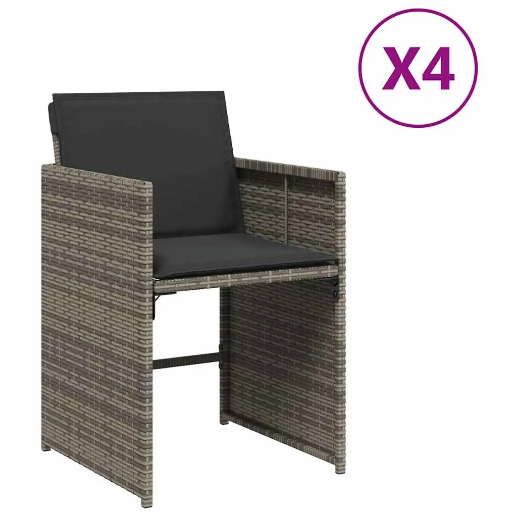 Garden Chairs with Cushions 4 pcs Grey Poly Rattan 364985 - Furniture