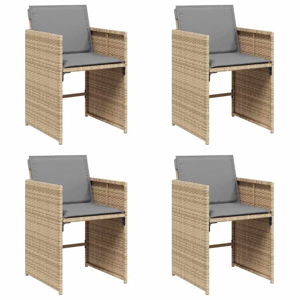 Garden Chairs with Cushions 4 pcs Mix Beige Poly Rattan 364989 - Furniture