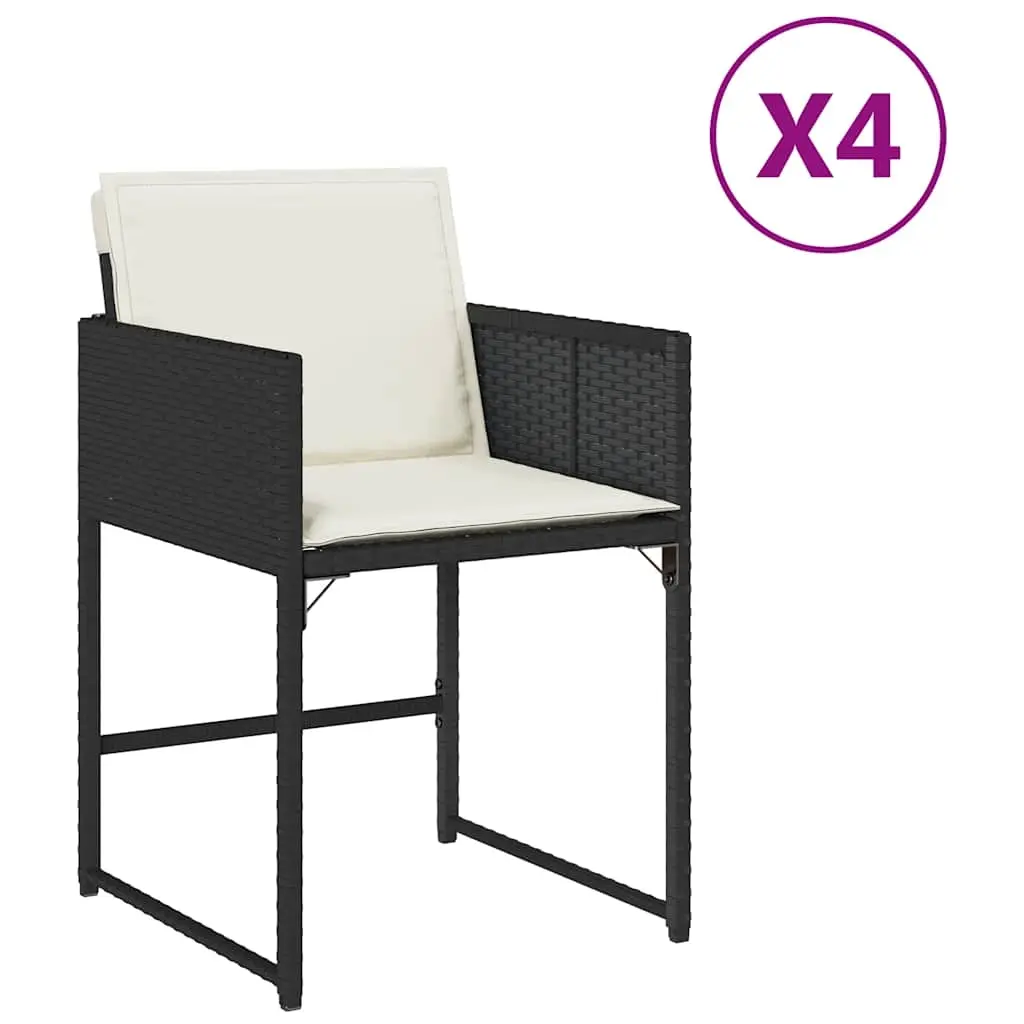 Garden Chairs with Cushions 4 pcs Black Poly Rattan 365000 - Furniture