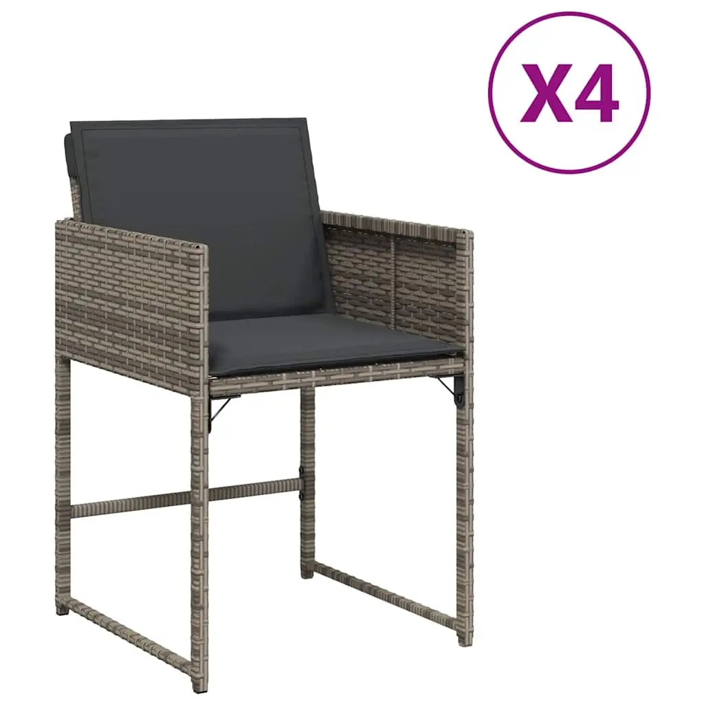 Garden Chairs with Cushions 4 pcs Grey Poly Rattan 365002 - Furniture