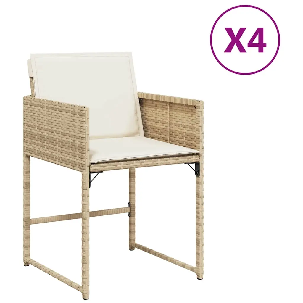 Garden Chairs with Cushions 4 pcs Beige Poly Rattan 365004 - Furniture