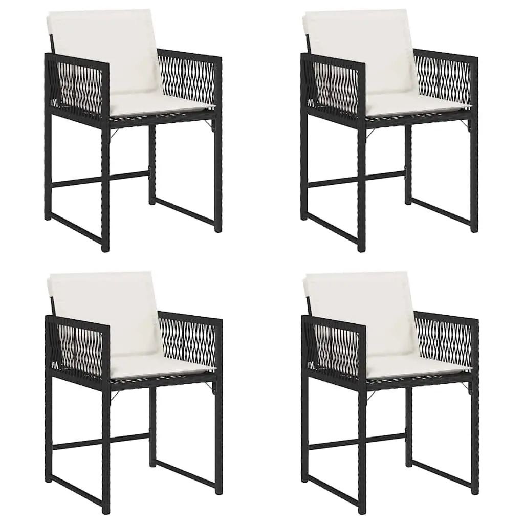 Garden Chairs with Cushions 4 pcs Black Poly Rattan 365017 - Furniture