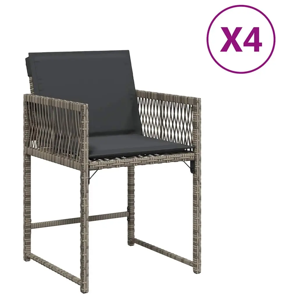 Garden Chairs with Cushions 4 pcs Grey Poly Rattan 365019 - Furniture
