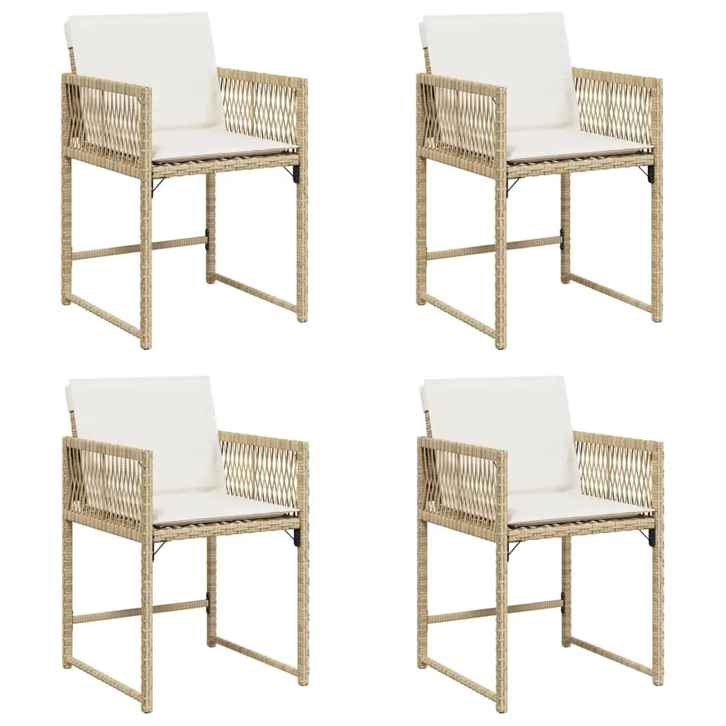 Garden Chairs with Cushions 4 pcs Beige Poly Rattan 365021 - Furniture