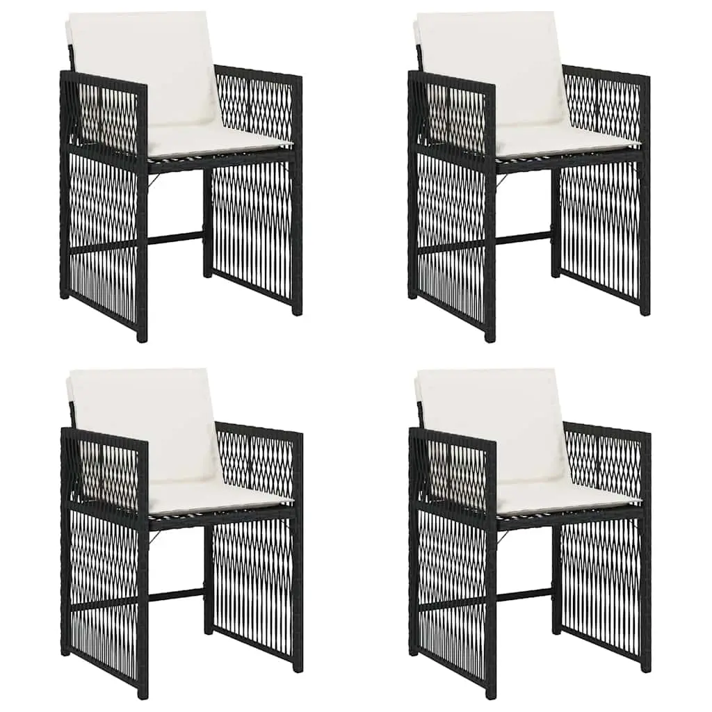 Garden Chairs with Cushions 4 pcs Black Poly Rattan 365034 - Furniture