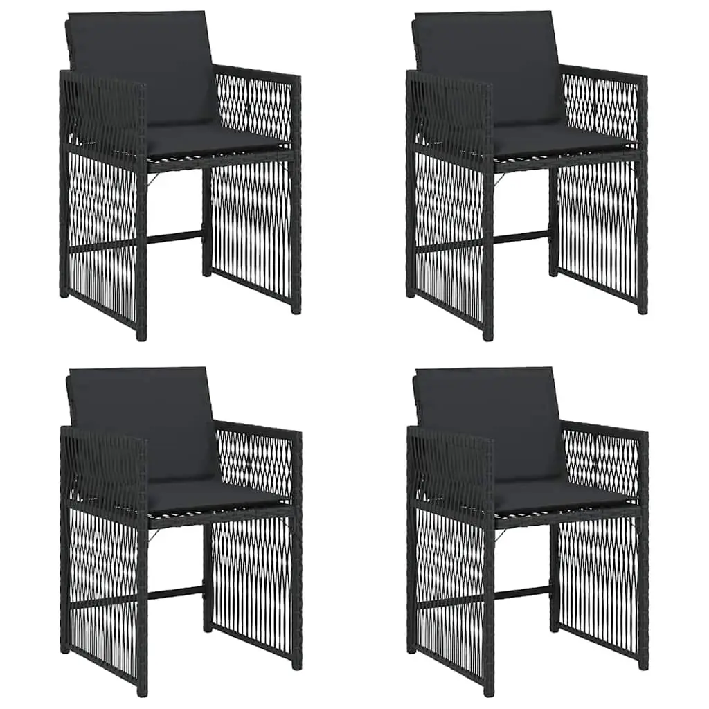 Garden Chairs with Cushions 4 pcs Black Poly Rattan 365035 - Furniture