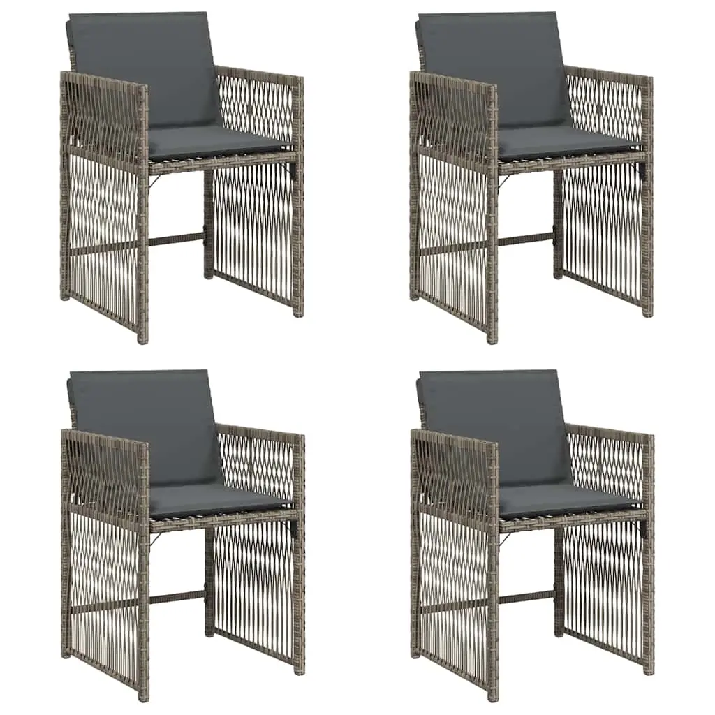 Garden Chairs with Cushions 4 pcs Grey Poly Rattan 365036 - Furniture