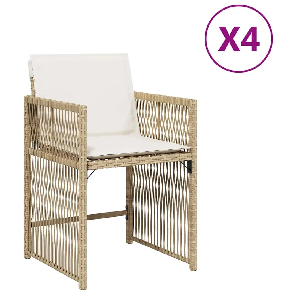 Garden Chairs with Cushions 4 pcs Beige Poly Rattan 365038 - Furniture