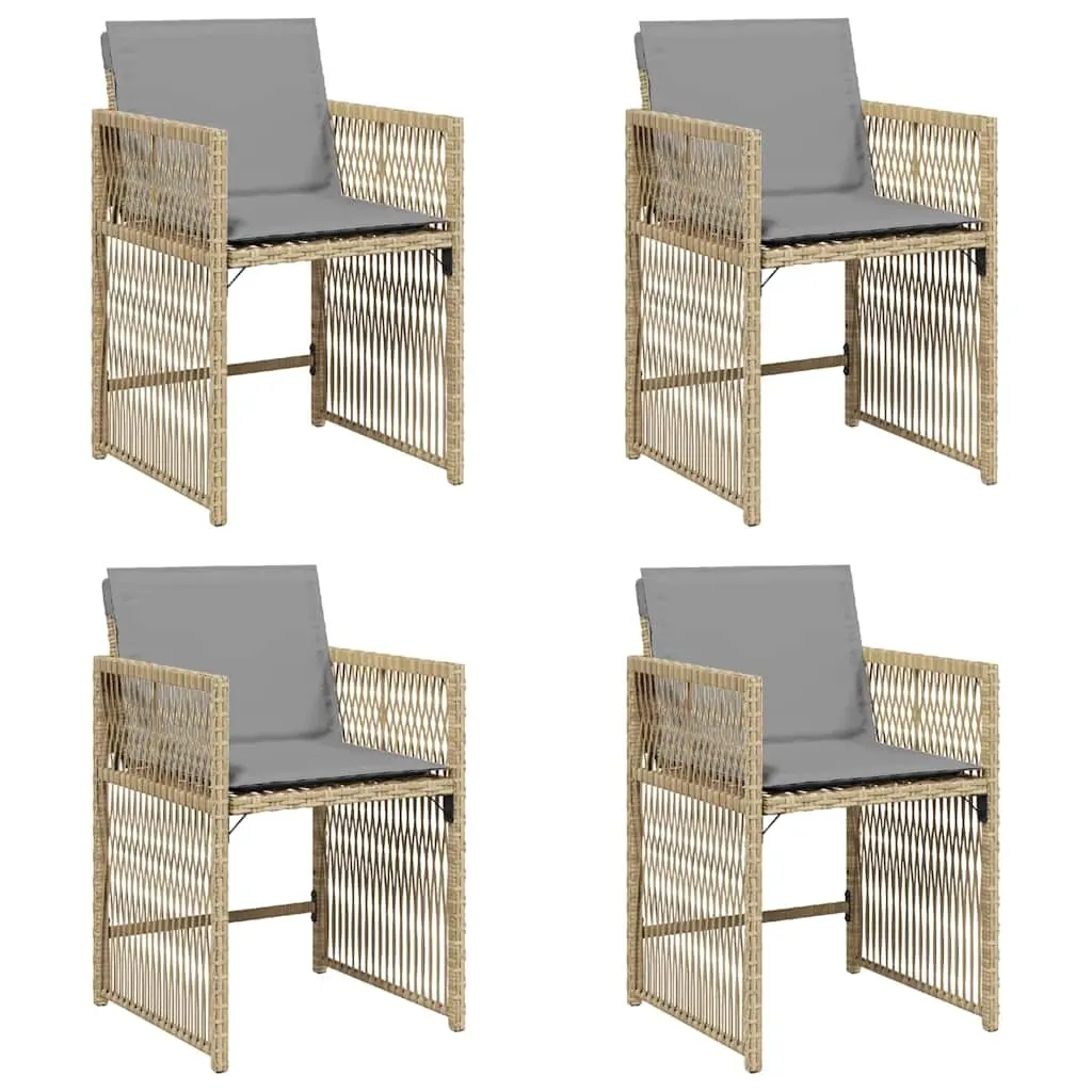 Garden Chairs with Cushions 4 pcs Mix Beige Poly Rattan 365040 - Furniture