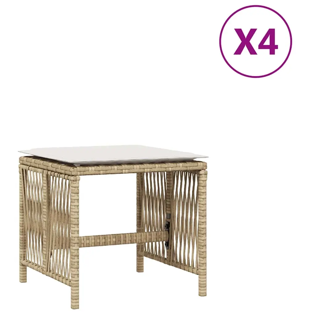 Garden Stools with Cushions 4 pcs Beige 41x41x36 cm Poly Rattan 365059 - Furniture