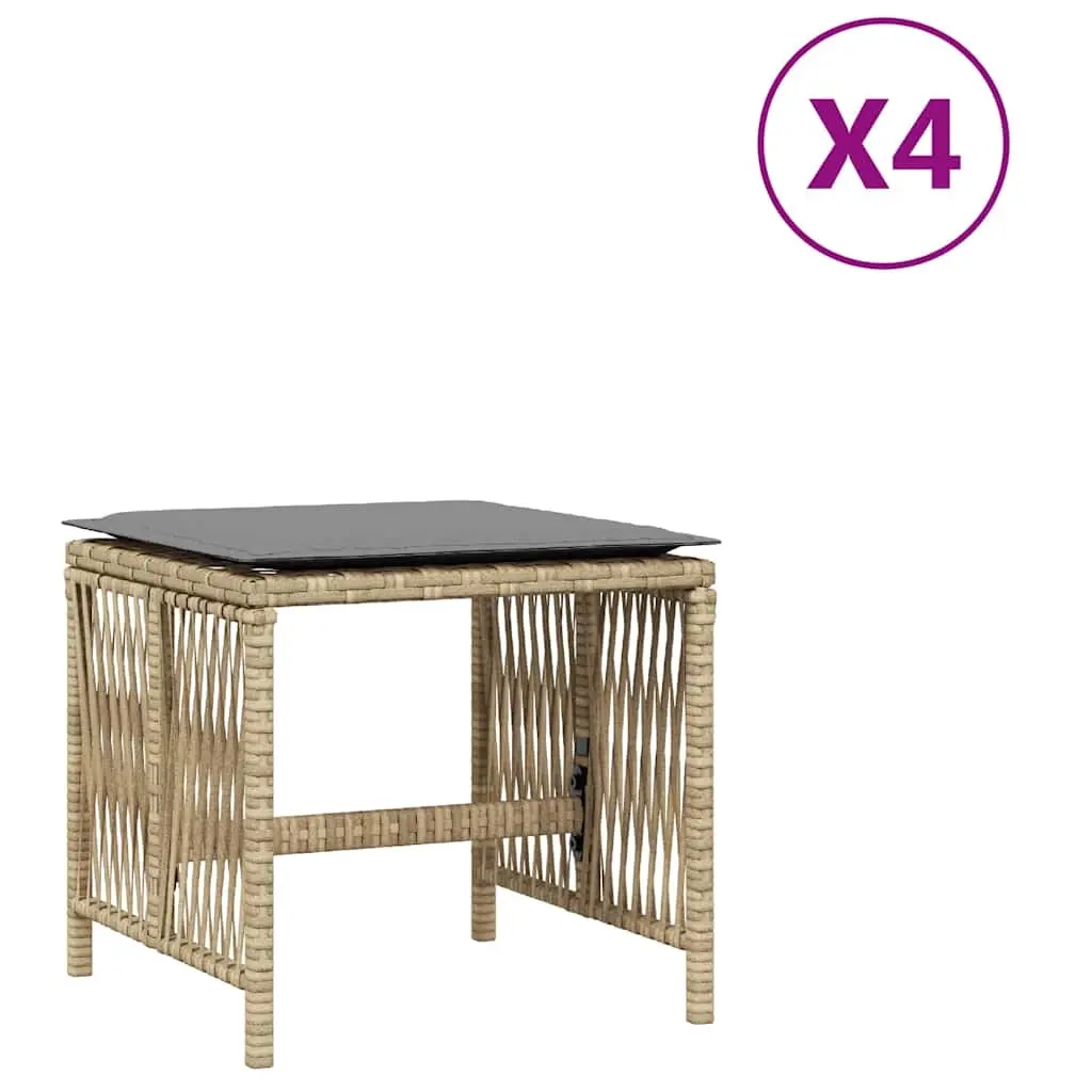 Garden Stools with Cushions 4 pcs Mix Beige 41x41x36 cm Poly Rattan 365061 - Furniture
