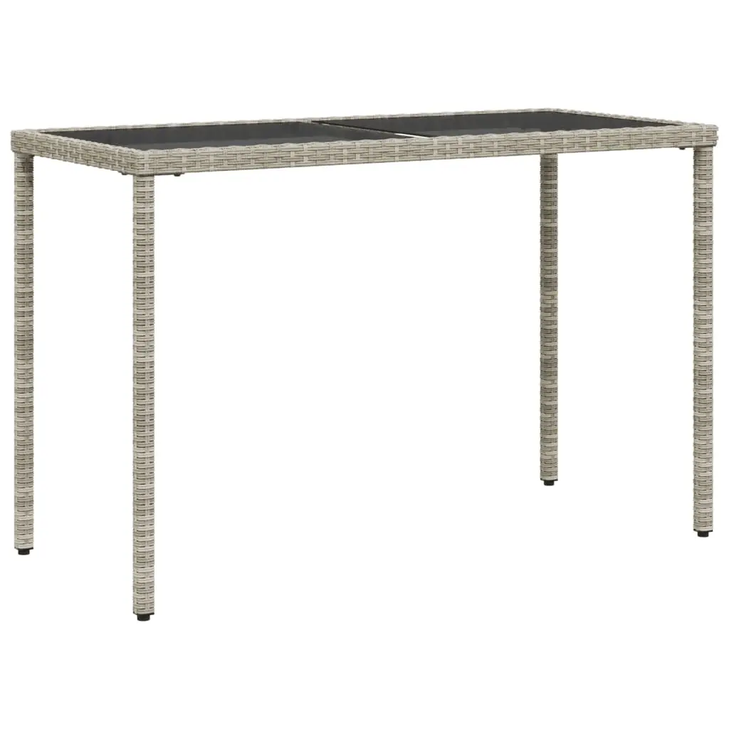 Garden Table with Glass Top Light Grey 115x54x74 cm Poly Rattan 365079 - Furniture