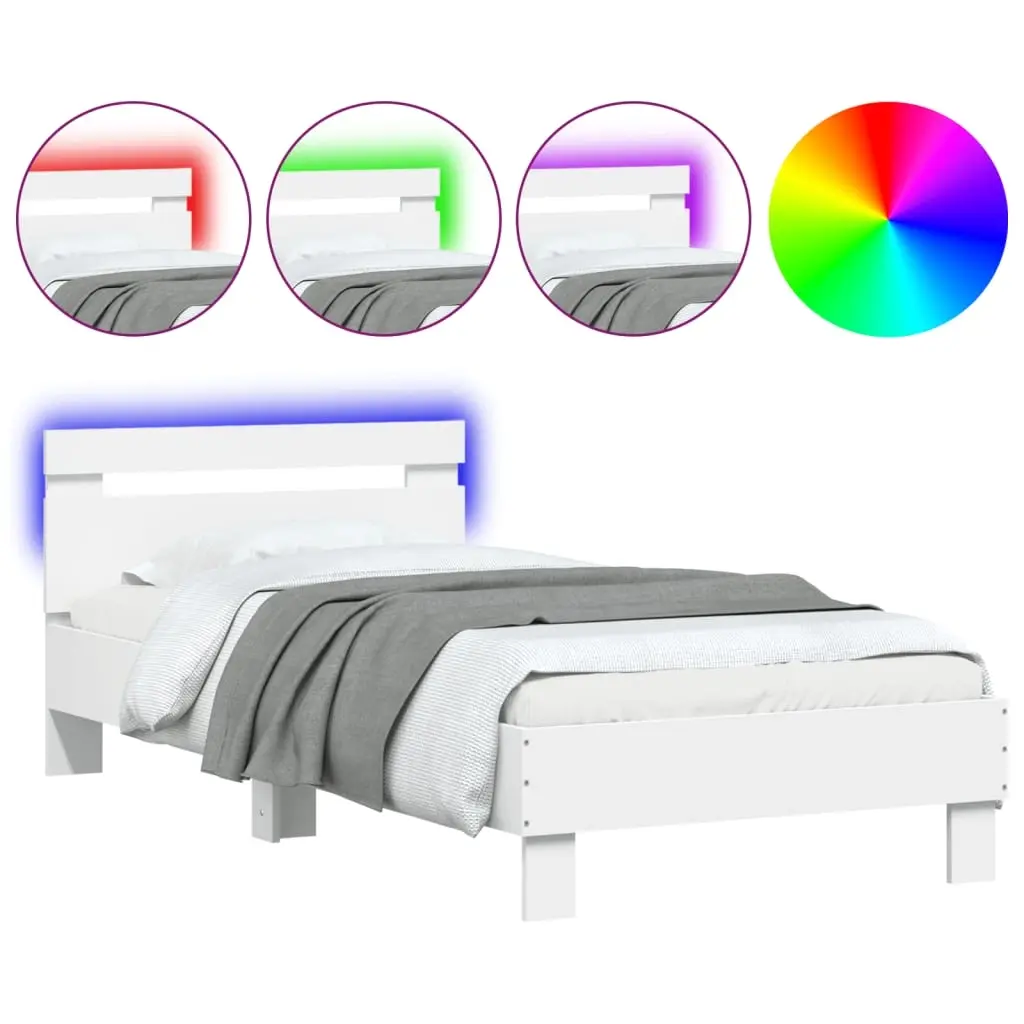 Bed Frame without Mattress with LED Lights White 90x190 cm 838743 - Furniture