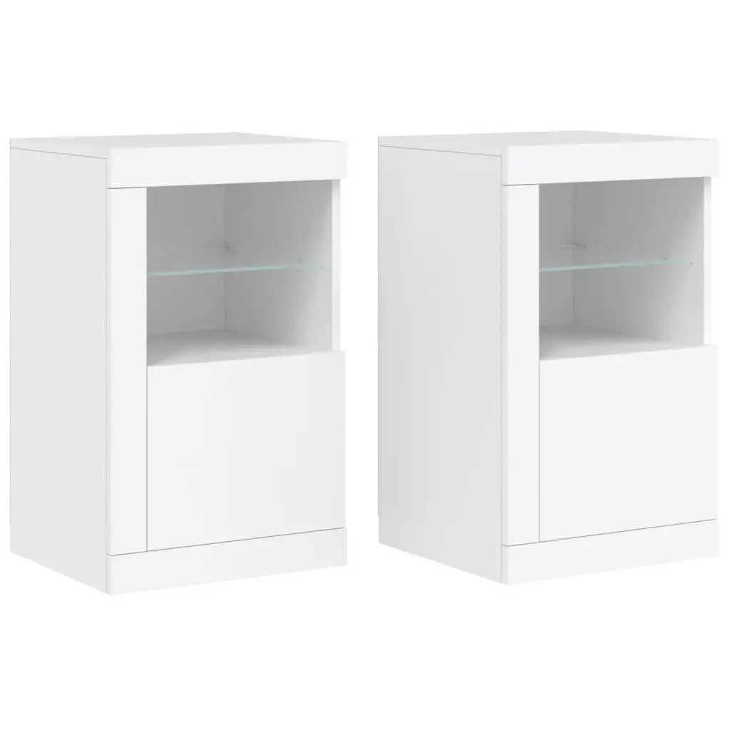 Side Cabinets with LED Lights 2 pcs White Engineered Wood 836631 - Furniture