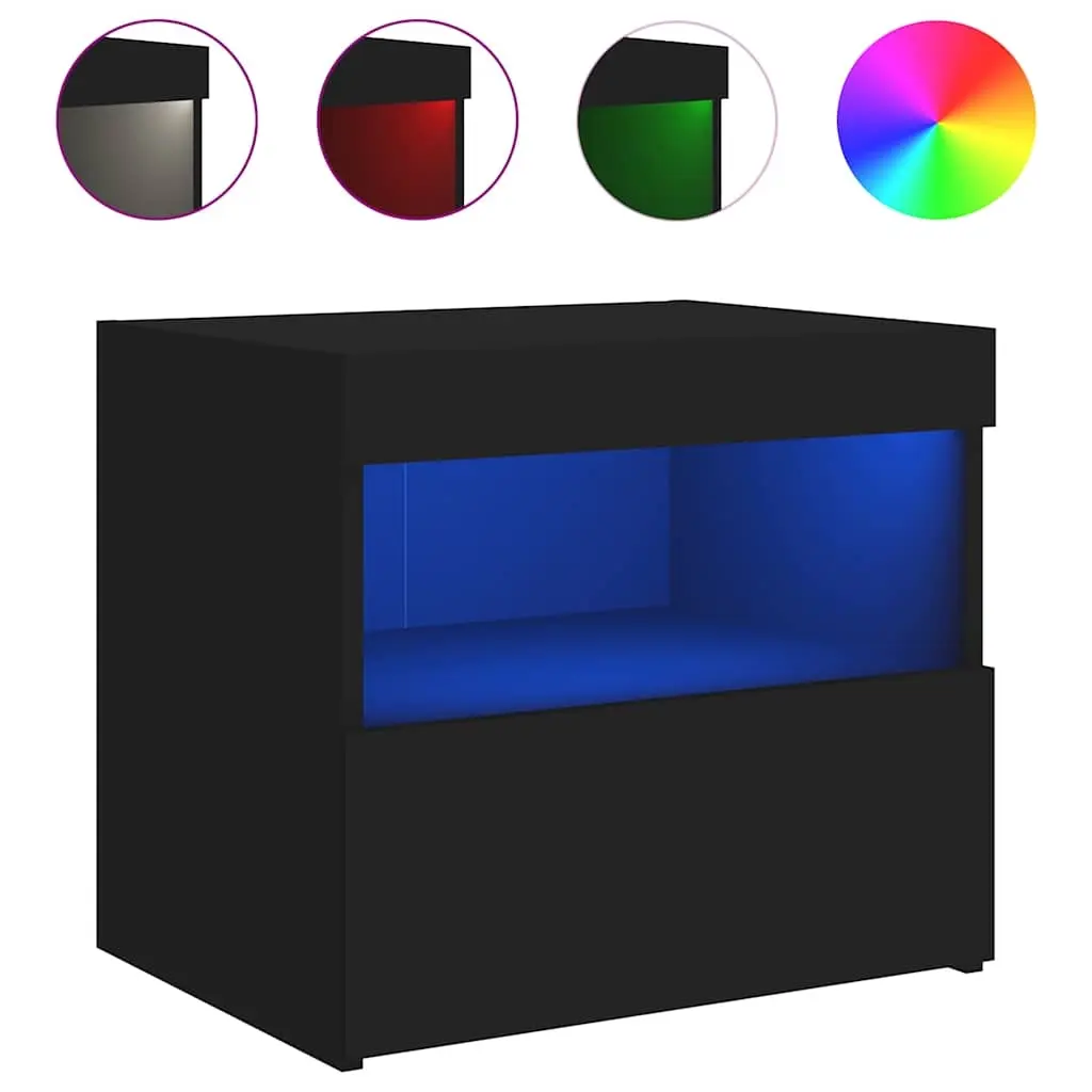 Bedside Cabinet with LED Lights Black 50x40x45 cm 836765 - Furniture