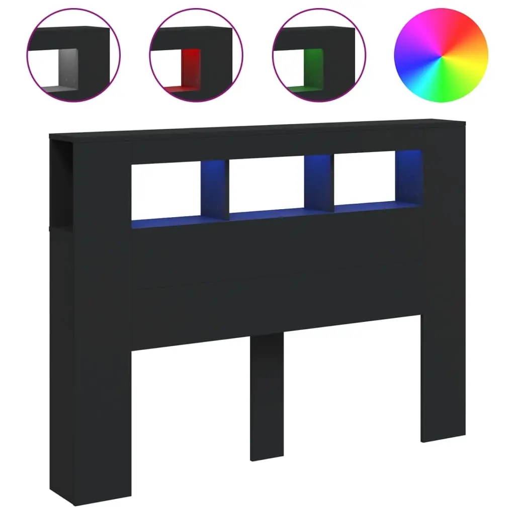 LED Headboard Black 140 cm Engineered Wood 837345 - Furniture