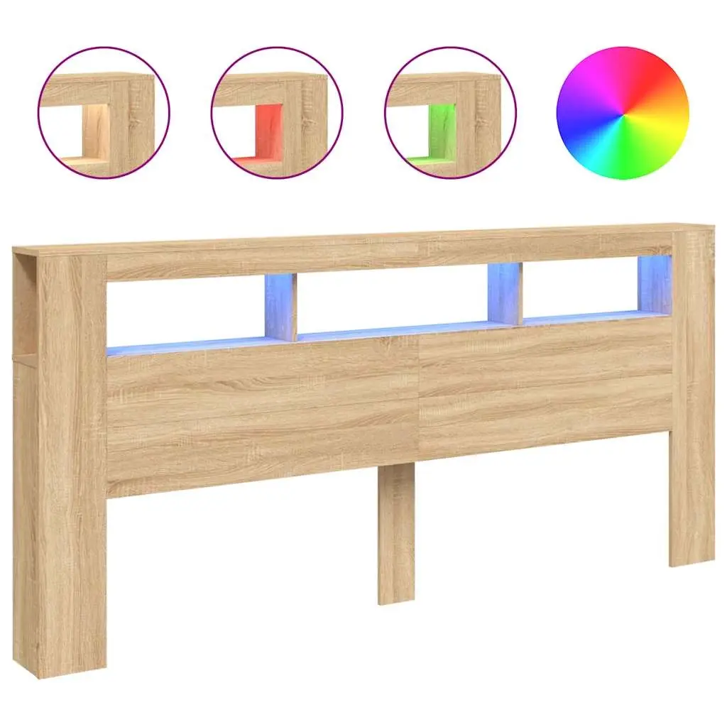LED Headboard Sonoma Oak 220 cm Engineered Wood 837374 - Furniture