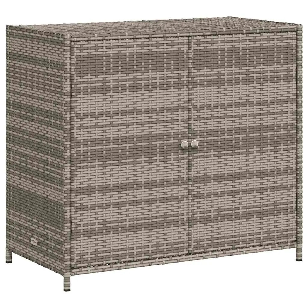 Garden Storage Cabinet Grey 83x45x76 cm Poly Rattan 365545 - Furniture