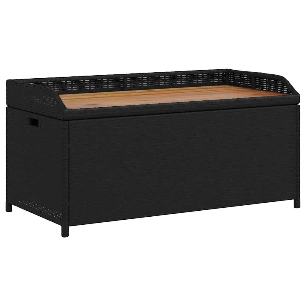 Storage Bench Black 100x50x52 cm Poly Rattan and Acacia Wood 365949 - Outdoor Storage Boxes - Up to 60% off
