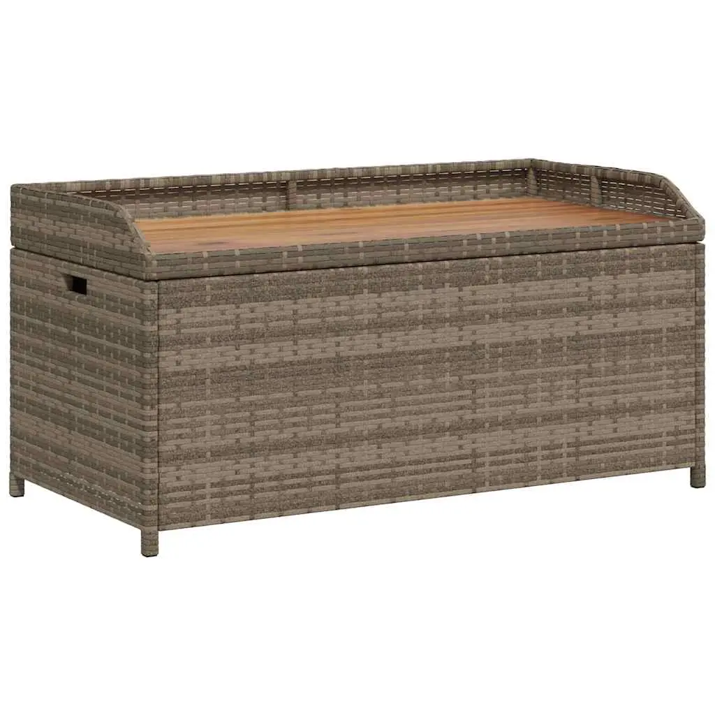 Storage Bench Grey 100x50x52 cm Poly Rattan and Acacia Wood 365950 - Outdoor Storage Boxes - Up to 60% off
