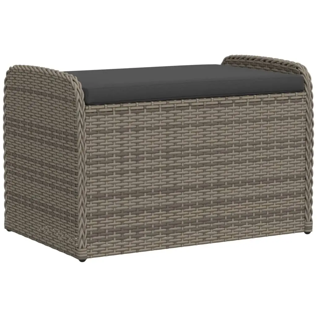 Storage Bench with Cushion Grey 80x51x52 cm Poly Rattan 365731 - Outdoor Storage Boxes - Up to 60% off