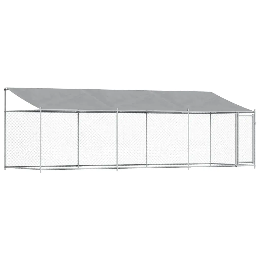 Dog Cage with Roof and Door Grey 6x2x2 m Galvanised Steel 3209569 - Pets