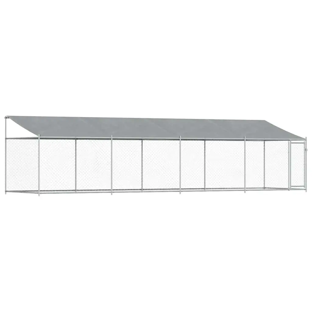 Dog Cage with Roof and Door Grey 8x2x2 m Galvanised Steel 3209570 - Pets